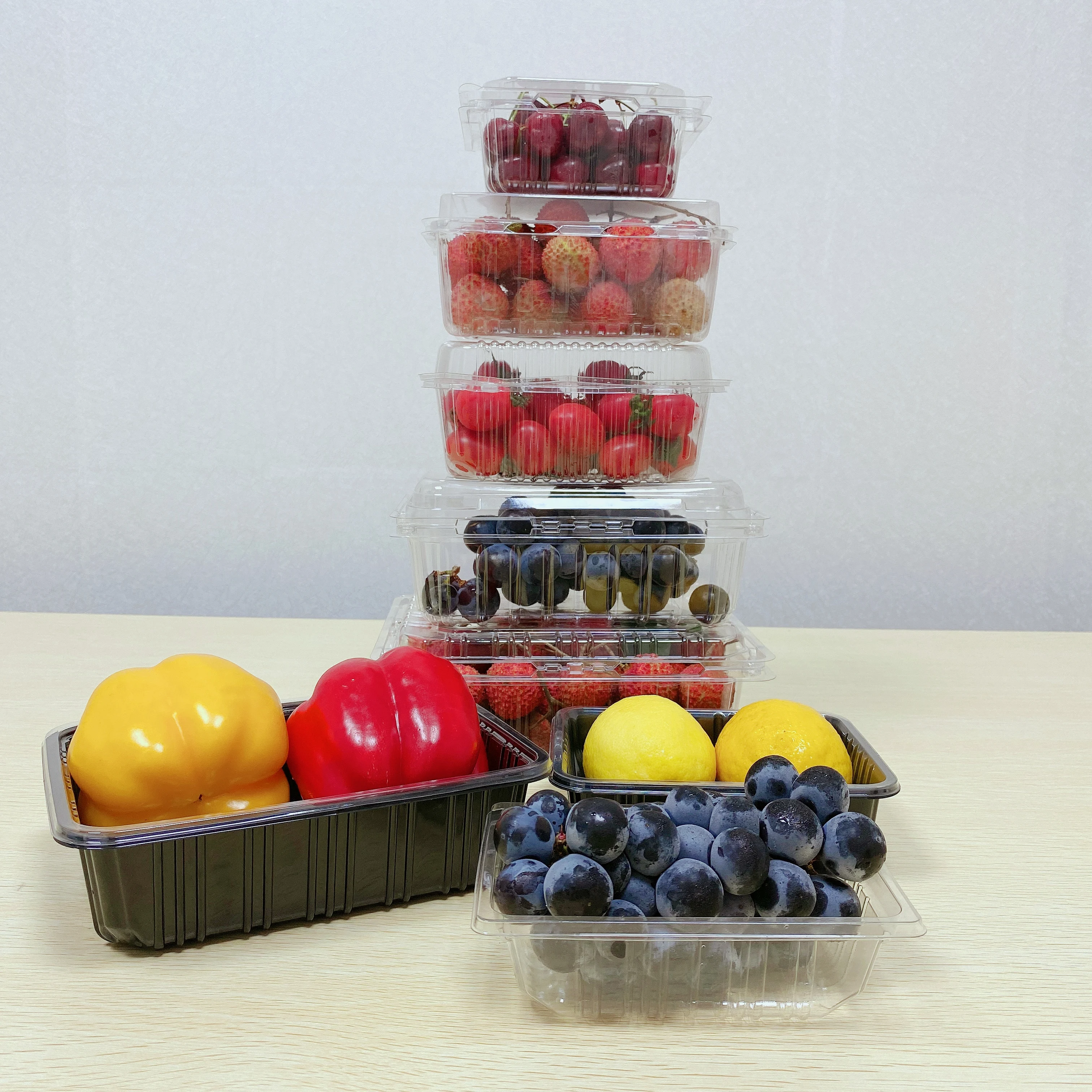 
Mini Use Wholesale Pulp Molding Transparent Plastic Fruit Container Basket 