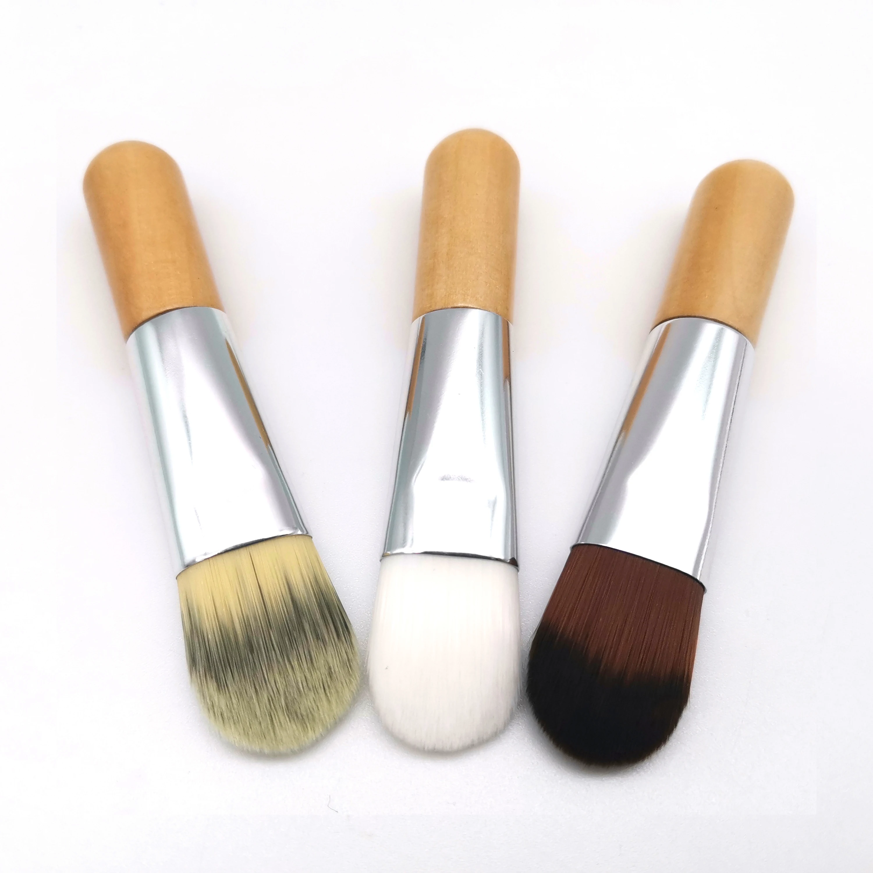 Hot Selling Private label Wood Handle Synthetic Vegan 7cm 8cm Small Mini Facial Mask Clay Brush
