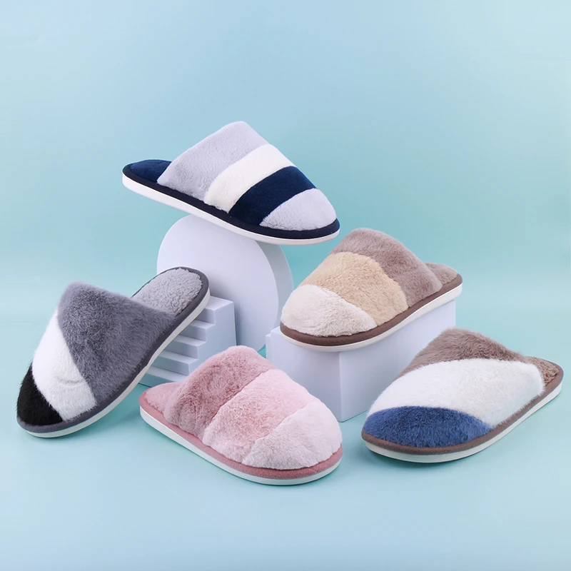 Wholesale Unisex Winter House Slippers Cozy Non-slip Home Shoes Warm Comfy Indoor Slip On Warm Shoes Home Slippers For Men