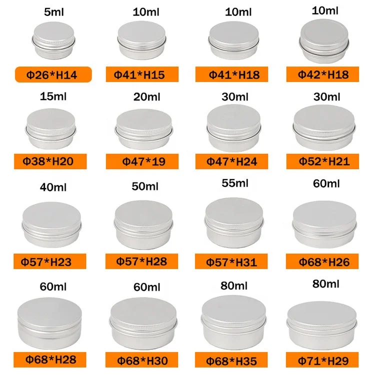 LZ Pack Hot Sale Round 15ml 15g 0.5oz Silver Aluminum Tin Jar DIY Screw Top Custom Logo Lip Balm Storage Container
