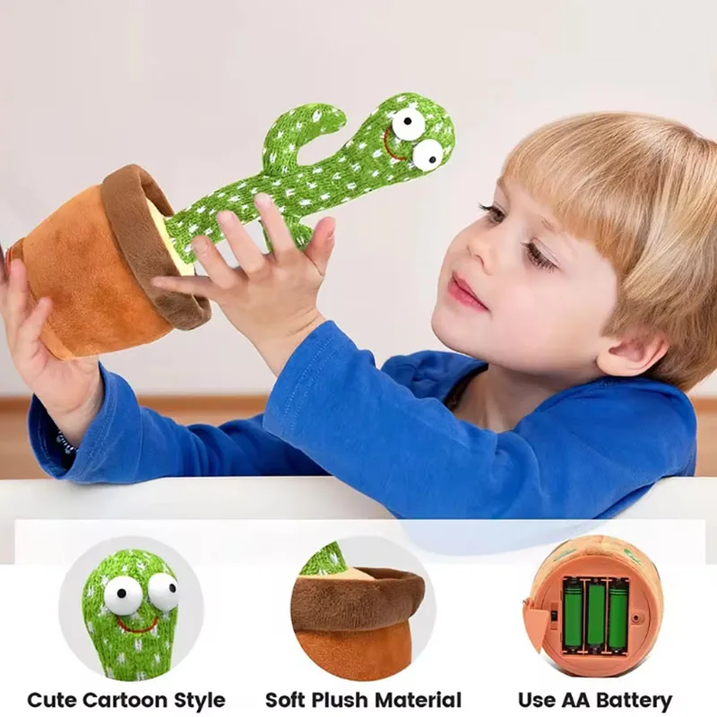 Electric Cactus Toy  Dancing Cactus 120 Songs Singing Talking Record Repeating What You say dancing cactus toy record and repeat