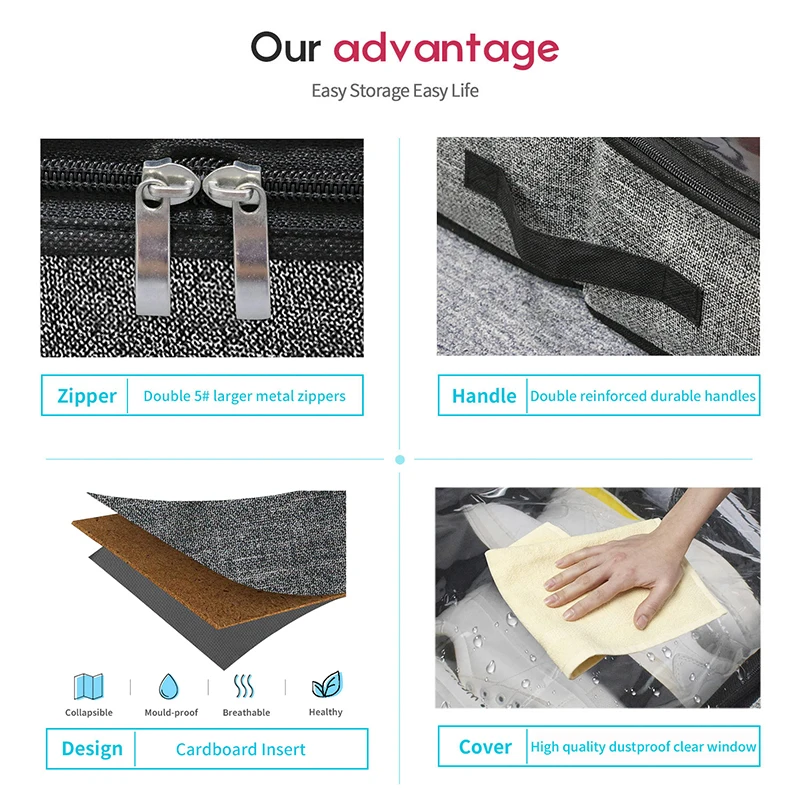 Hot Sale Premium Shoe Box Organizer Container Under Bed Storage For Shoes with Clear Cover 2 Pack