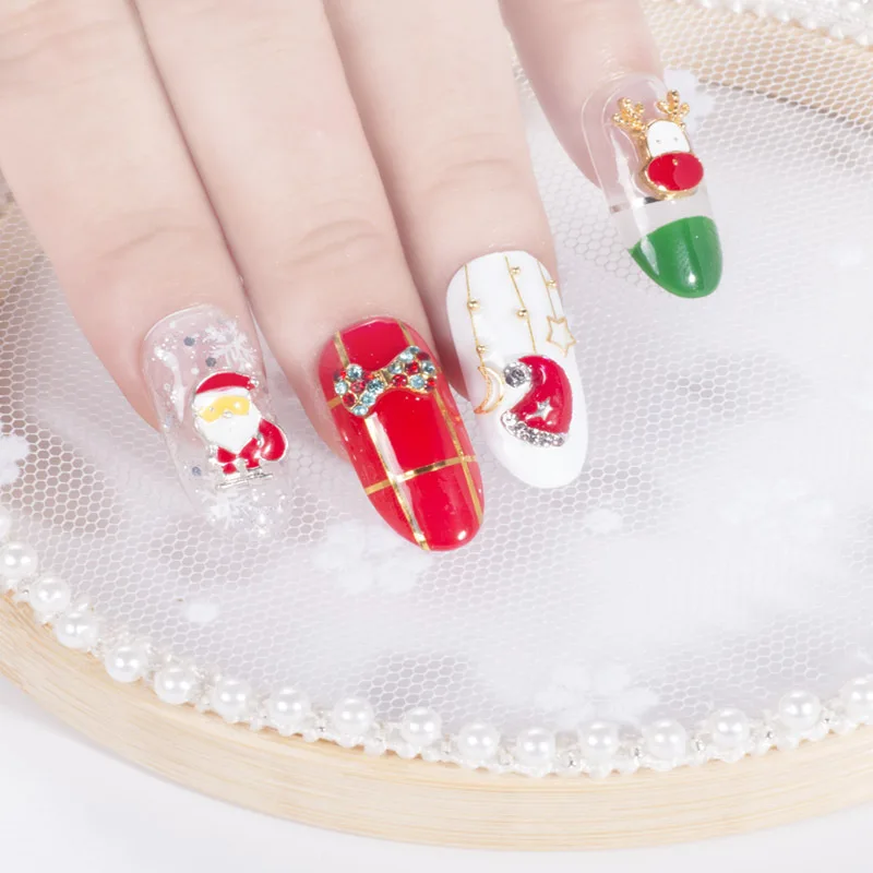 Christmas Xmas nails accessori metal alloy charms bell snowflake christmas decoration supplies trendy nail accessories