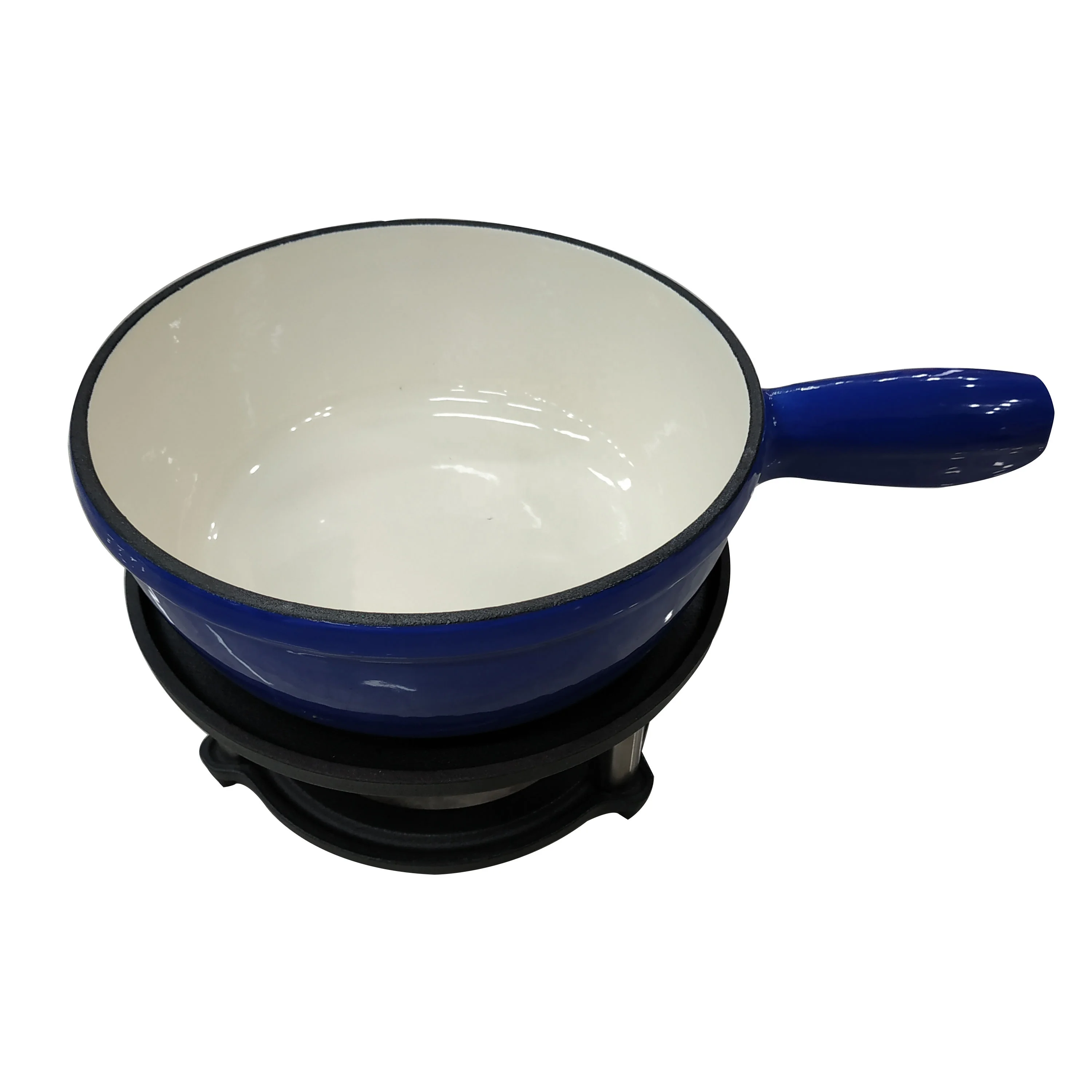Enamel Cast Iron Cheese Fondue pot With Forks and burner for Camping Chocolate Cheese or Dessert with Cast Iron Fondue Set