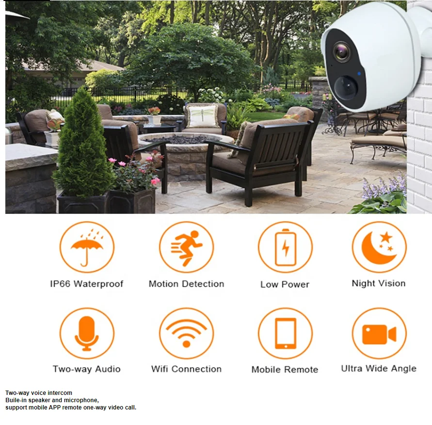 1080P HD IP66 Waterproof Mini CCTV Video IP Wireless Smart Indoor Baby Monitor Security Battery WiFi Camera