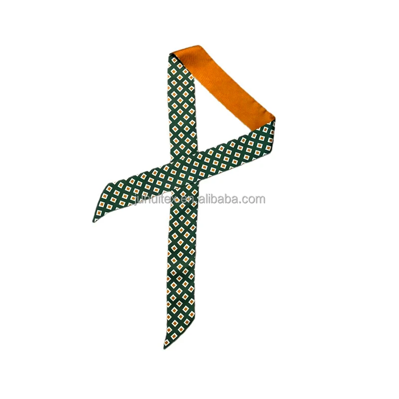 Оптовая продажа, шелковая лента с принтом на заказ, украшение для волос, шарф, Шелковый узкий шарф