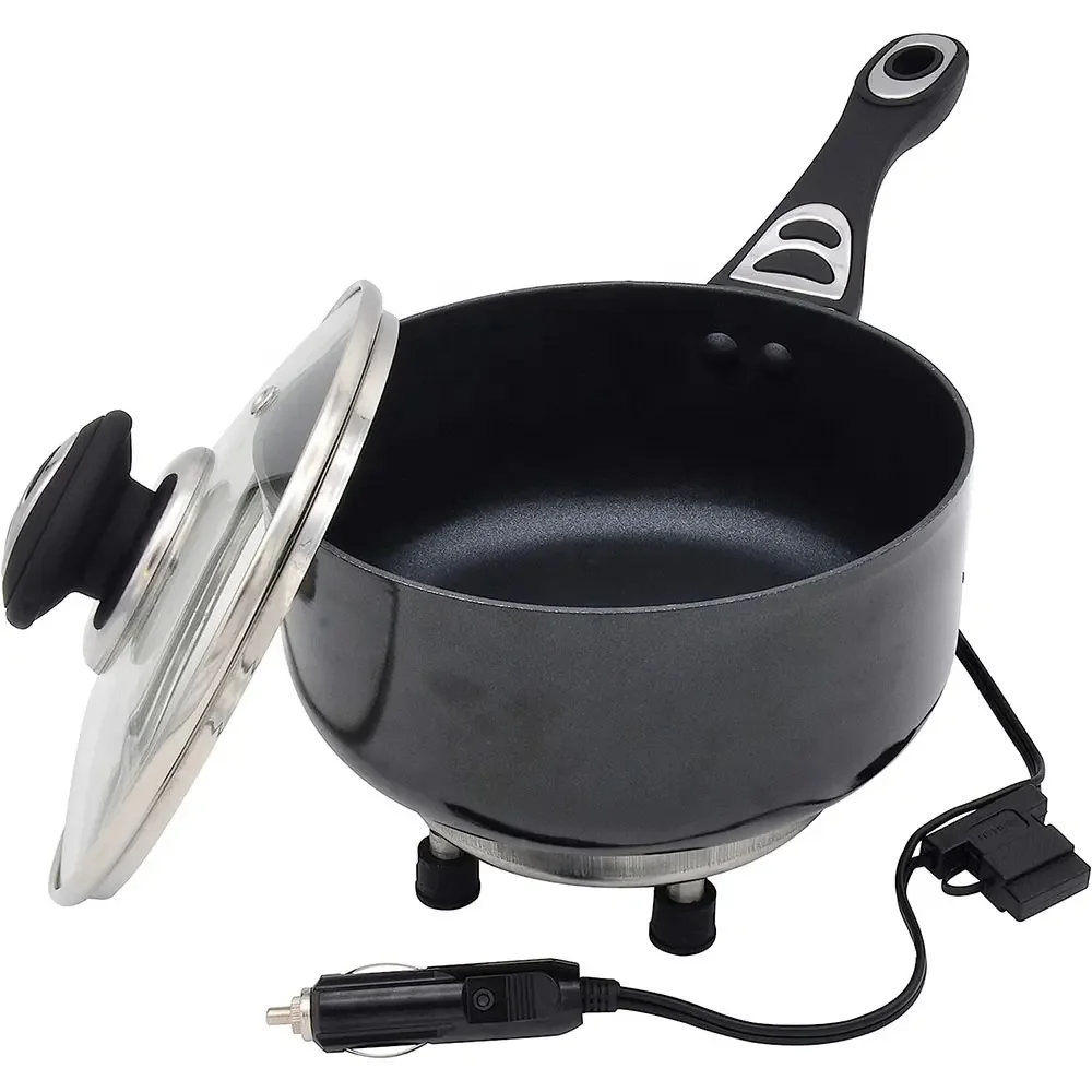Portable 12V/24V Aluminum Electric Car Saucepan: Versatile Cooking Pot for 12-Volt Applications