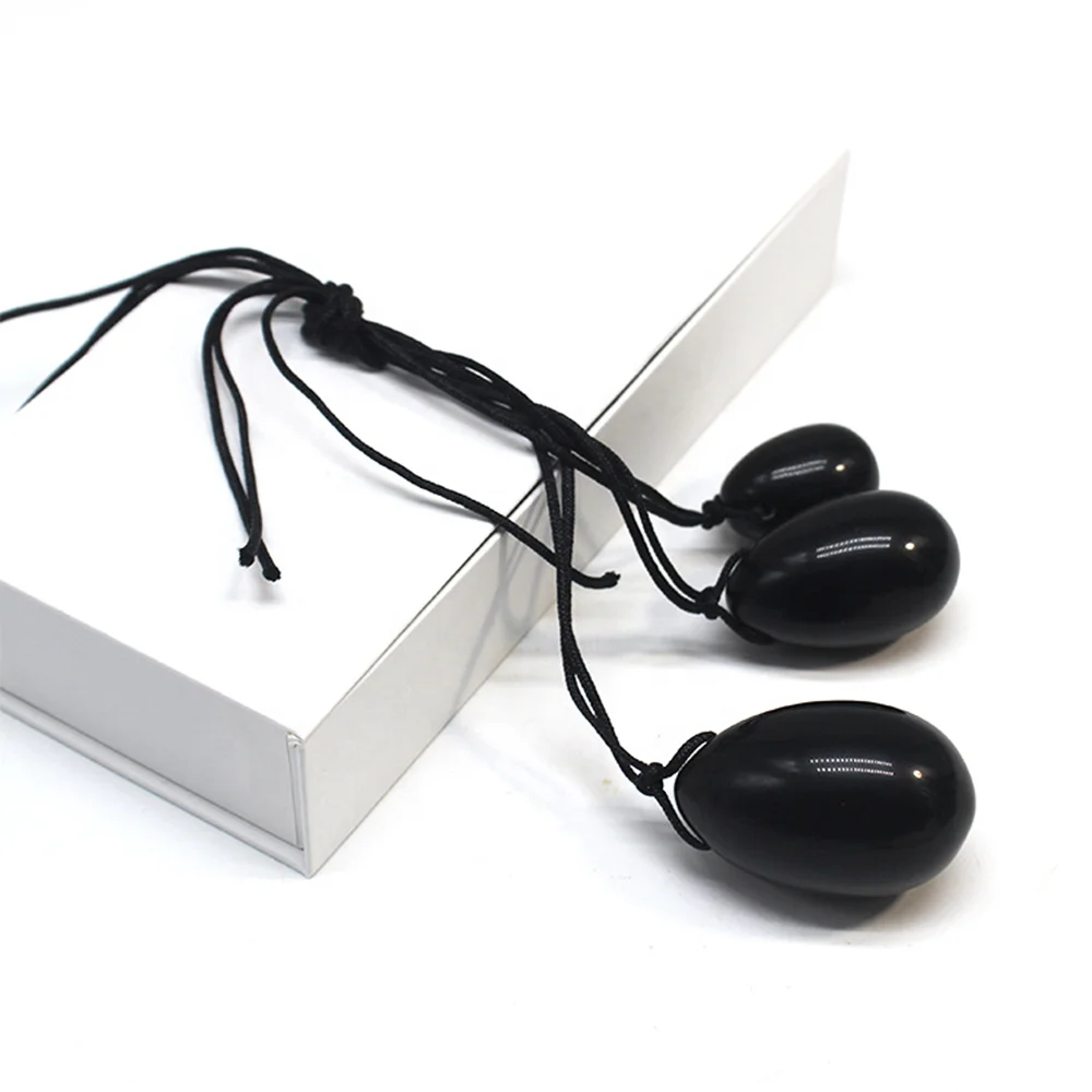 Wholesale high quality crystals healing stones obsidian yoni eggs with custom box