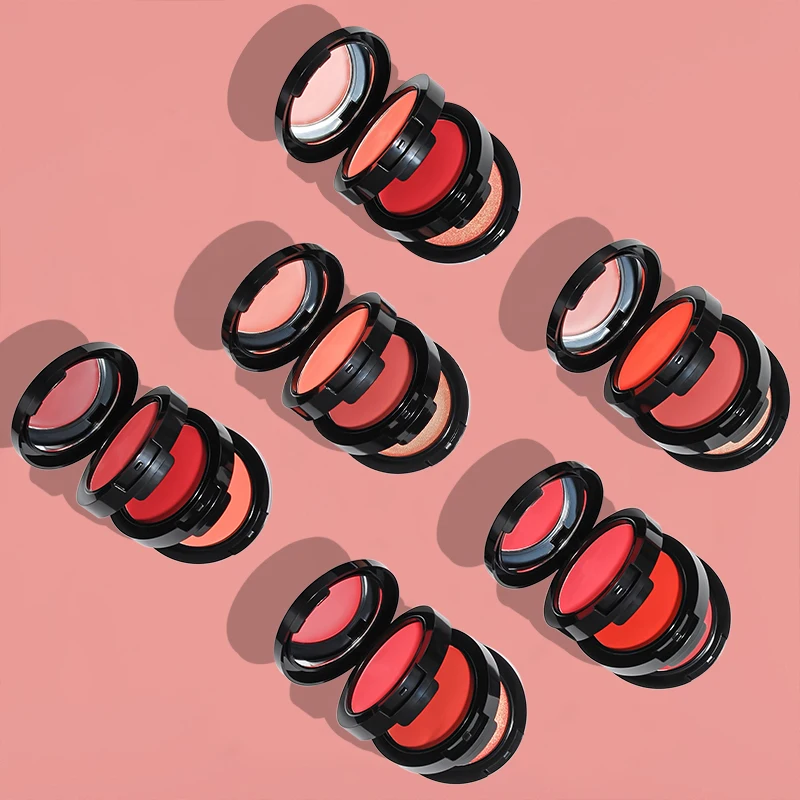 Natural Waterproof Long Lasting Silky Vegan High Pigment Face highlighter Cream blush Palette