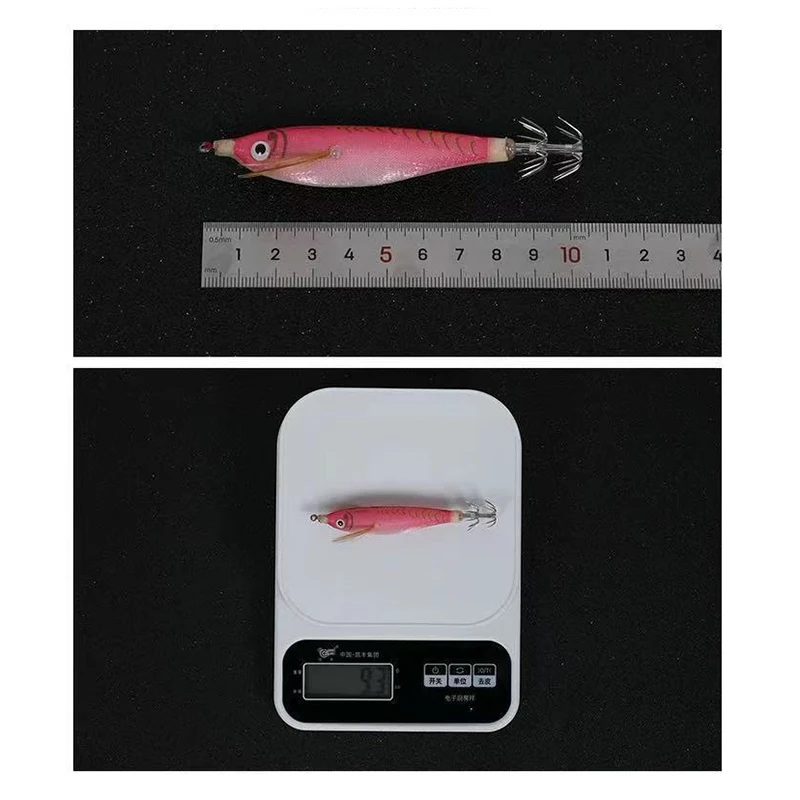 Horizontal Luminous Wooden Shrimp Squid jigging Set Round Belled Shrimp Sea Fishing lures