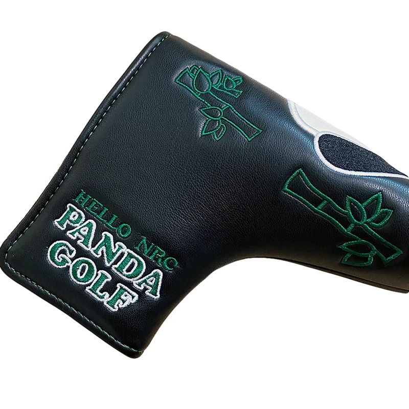 Golf Putter Cover Cute Panda Golf Headcover Magic Tape For Mallet Blade Putter Synthetic Leather Golf Club Head Protector