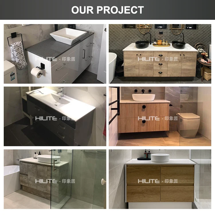 HILITE Luxury Hotel Wall-Hung Double Mirror Carrara Quartz Stone Countertop With Basin 2022 New Bathroom Cabinet Set Modern