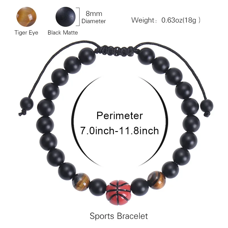 Ready to Ship Sport Series Stone Beaded Bracelet Adjustable Size Braided Design American Balls Fashion Jewelry Category