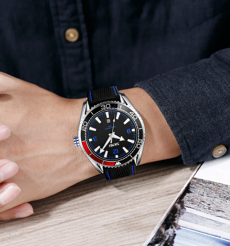 2022 luxury skmei 9291 business quartz movement watch band leather black casual watches for men