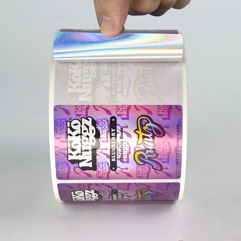 Клейкая Водонепроницаемая голографическая виниловая наклейка GlossyRoll упаковочная печать этикетки для бутылок