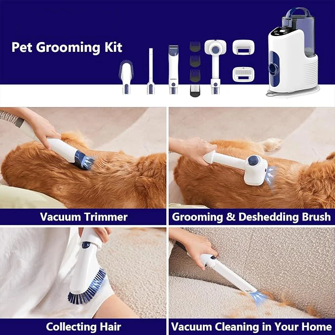 TOOKTO Dog Grooming Kit 2.5L Professional Vacuum Groomer Cat Clippers For Long Or Short Hair Dog Shavers Pet Grooming Vacuum