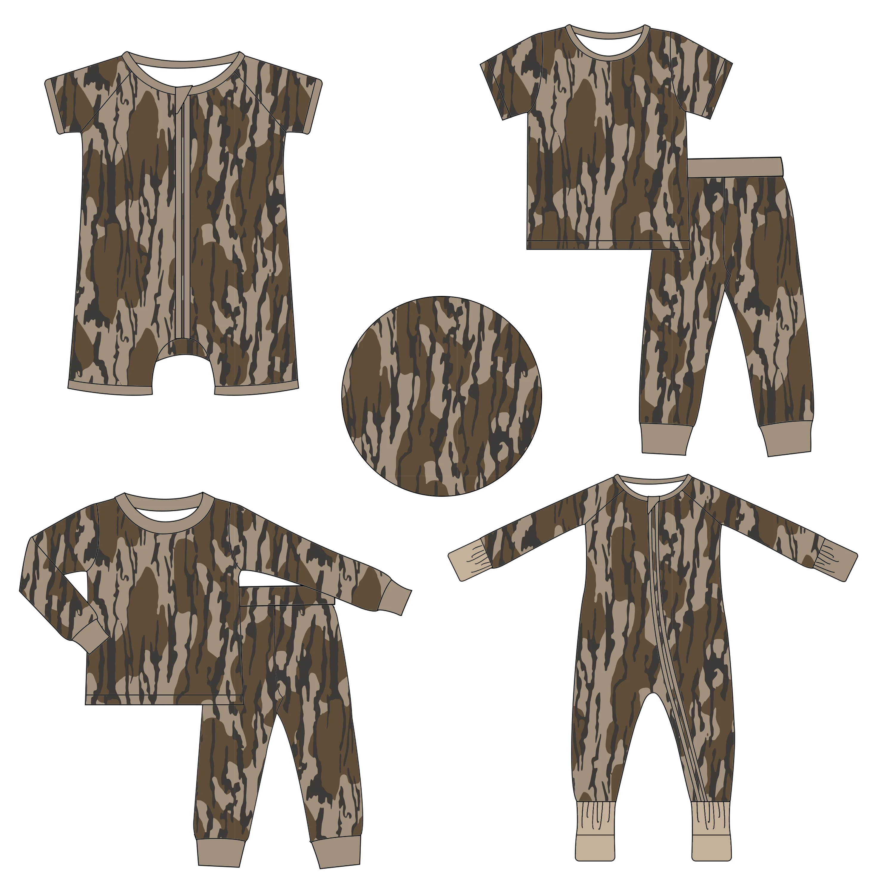 New soft Baby clothing Baby Boys Girls Jumpsuit Bamboo Viscose Spandex Custom Printed Sleepsuit Baby Ruffle Zipper Romper