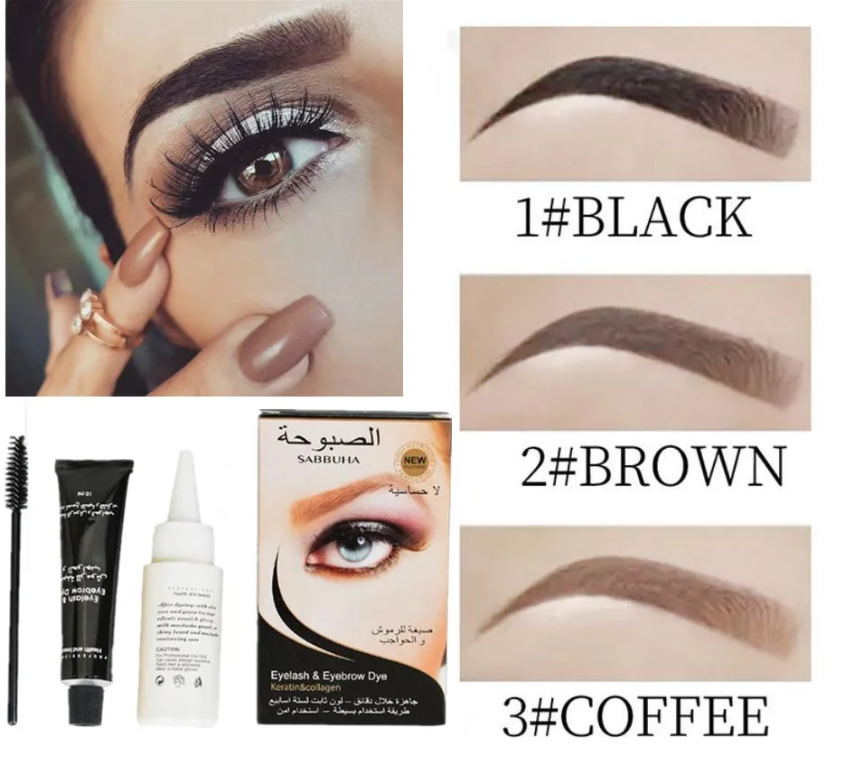 Eyelash Eyebrow Dye Tint Gel Waterproof Permanent Mascara Brow Lashes Comb Brush Set Eye Brow Cream Brush Kit