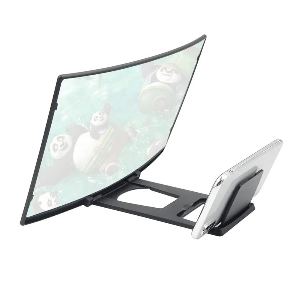 
12 Inch Desktop Folding HD Video Holder Stand 3D Enlarged Curved Mobile Phone Screen Magnifier Amplifier 