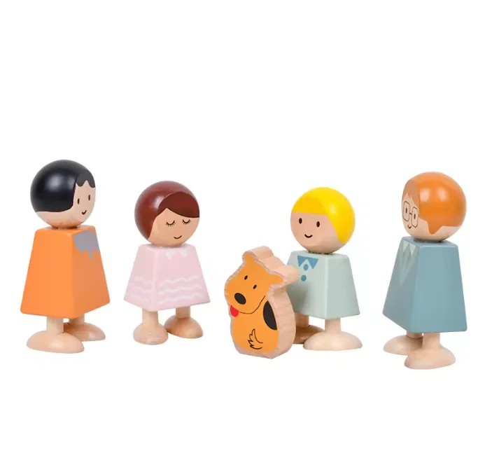 Pretend happy family doll toy wooden doll family  Educational Funny Toys factory direct sale Parent-child play set