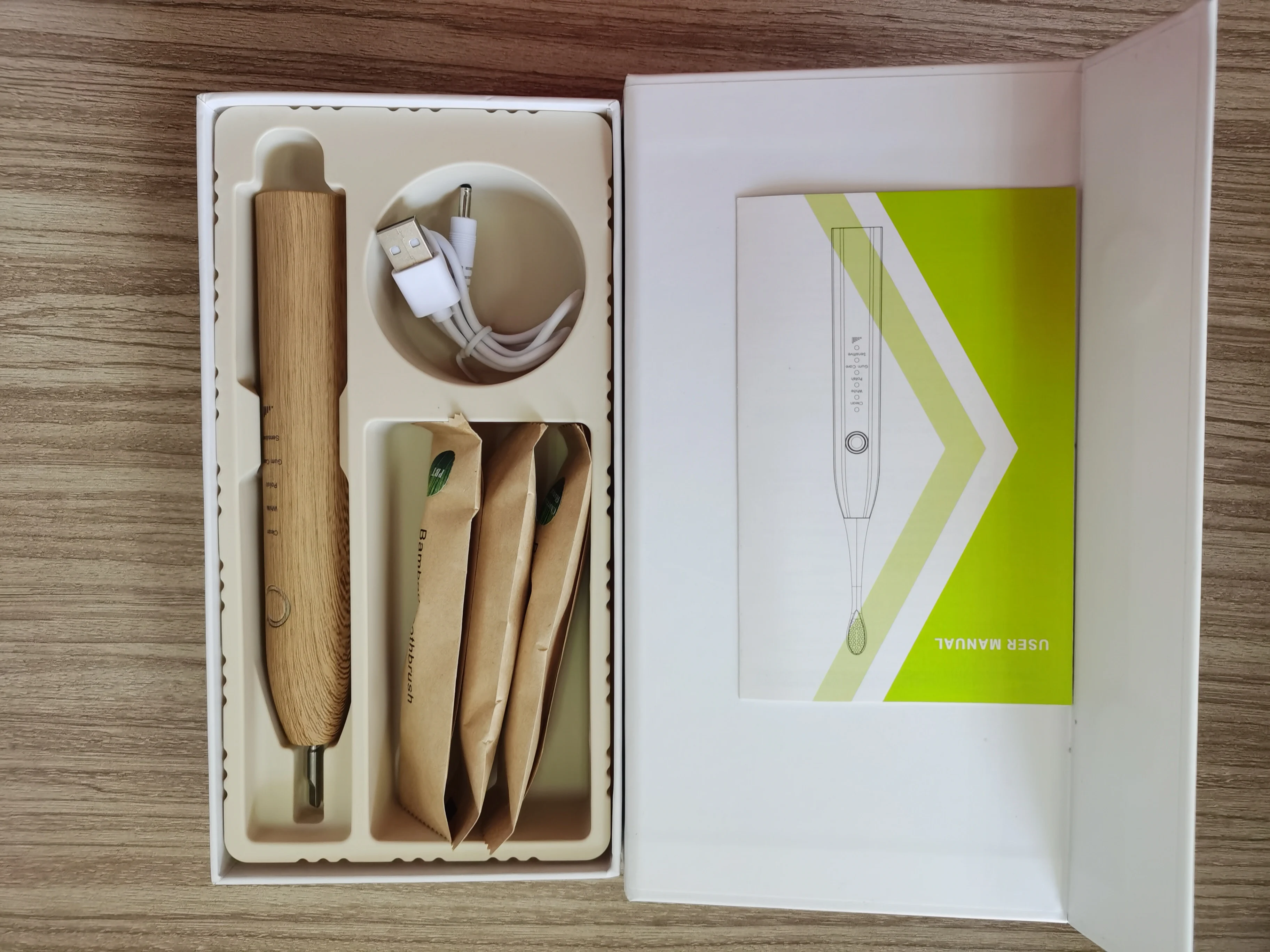 Manufacturer supply New bamboo electric toothbrush wire charging OEM service first biodegradable electric toothbrush