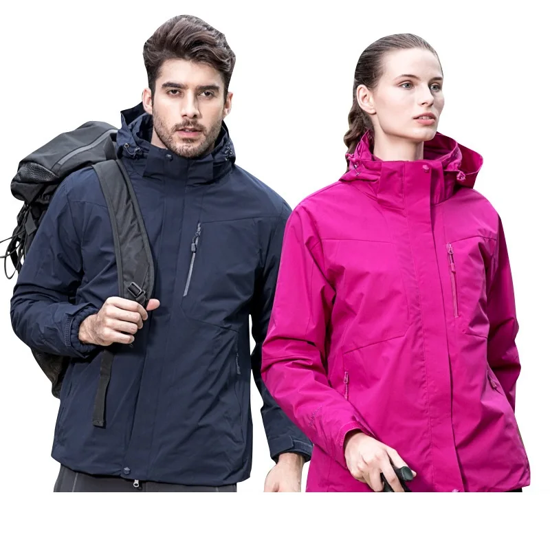 3 in1 professional men and women outdoor jackets plus plush thickened two-piece windbreaker winter waterproof ski wear jacket