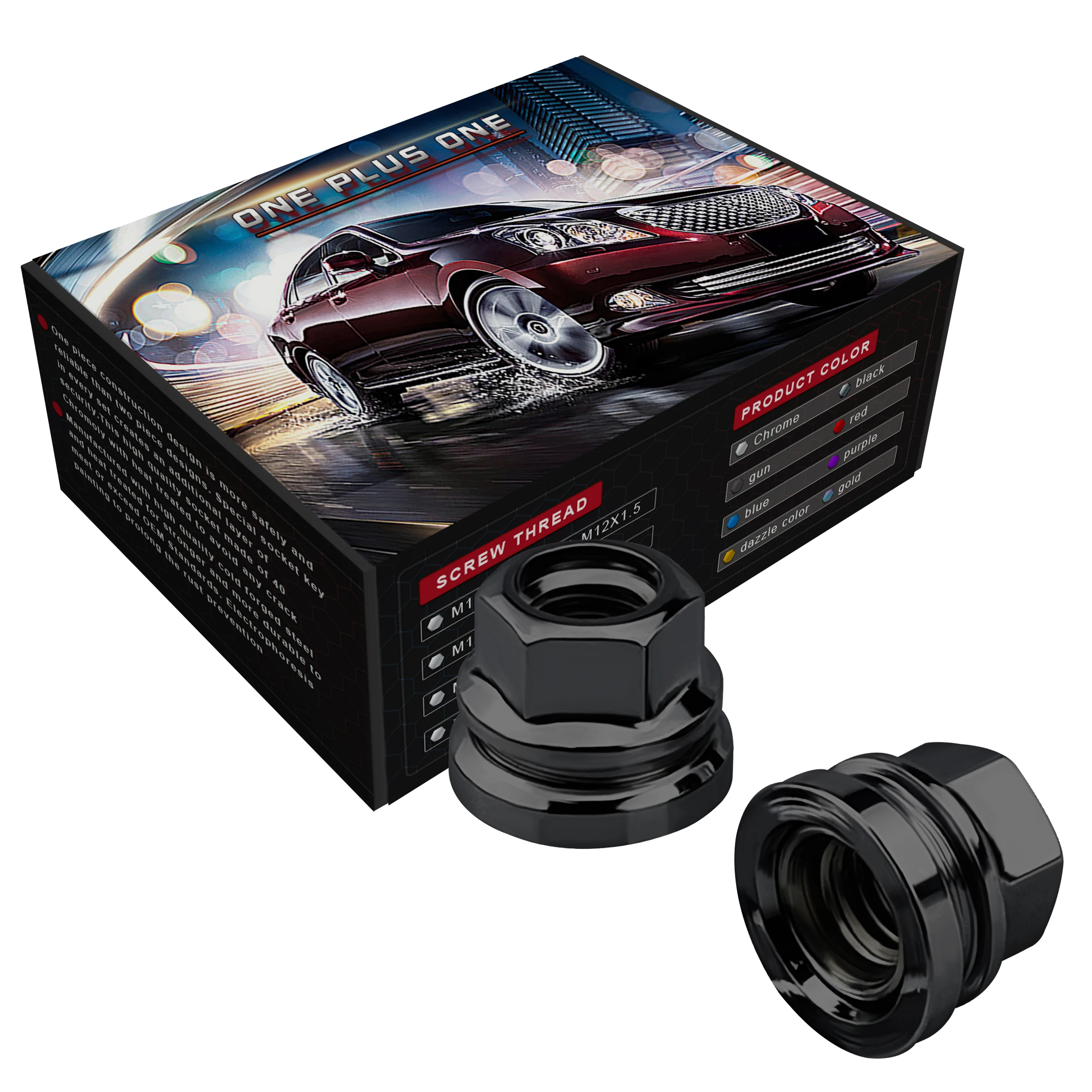 YJY PTD10 HEX21 черная 23 мм M14x1.50 прокладка тип сквозное отверстие колесная гайка
