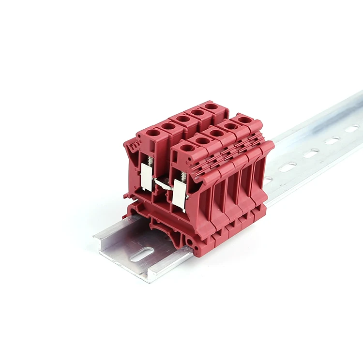 UK 6N Plastic Nylon PA66 V0 Installation Panel Mounted Feed Through Screw Cage din rail with spring screw terminal block