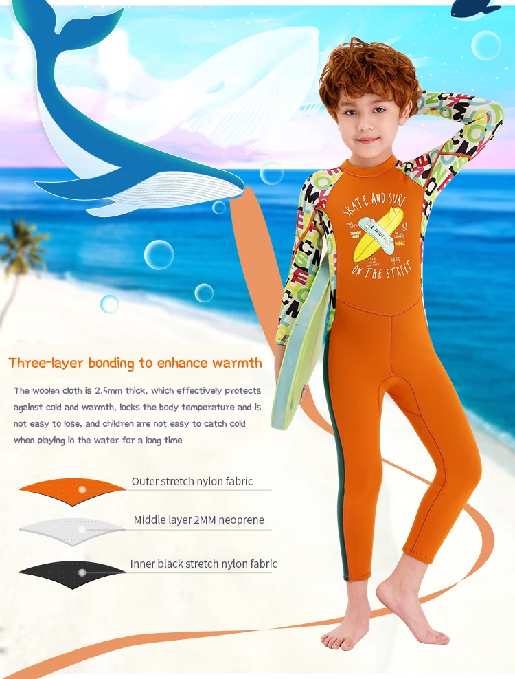 Fahion Design kid bikini swimwear uv protection wetsuit one piece uv swimwear fabric keep warm sun protection swimwear