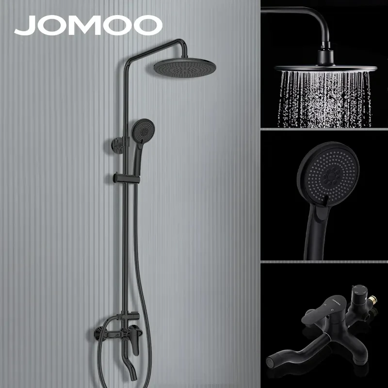 Jomoo High Pressure 4 Function Rain Shower System Shower Set One Button On/off Wall Mounted Handheld Shower Mixer With Slide Bar