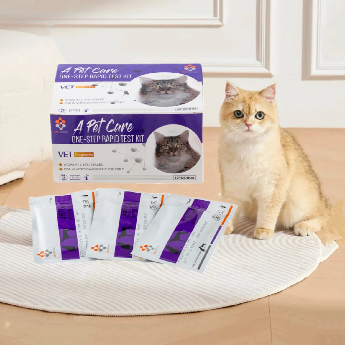 veterinary pet disease rapid cat test reagent feline animal ag kit vid for feline test kit FPV/FCOV/GIA