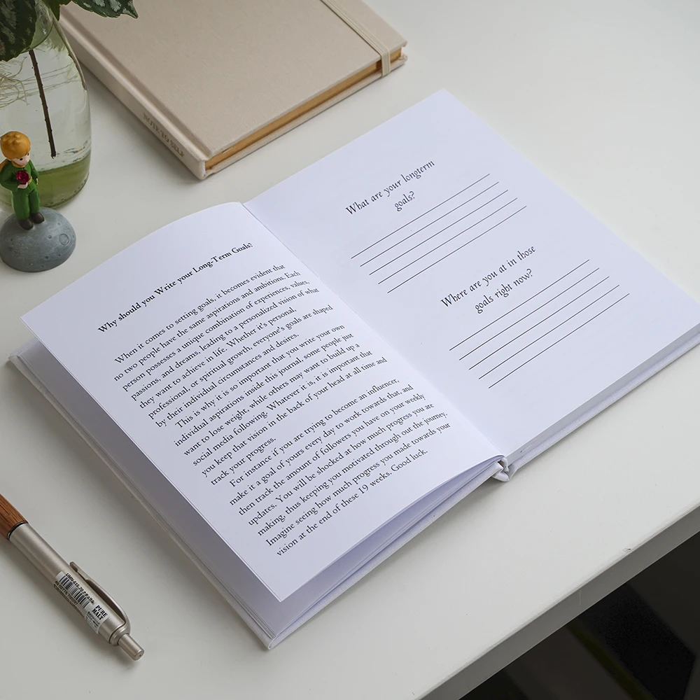 Custom Fabric Linen Hardcover Positive  Gratitude Journaling Book for Self-Improvement