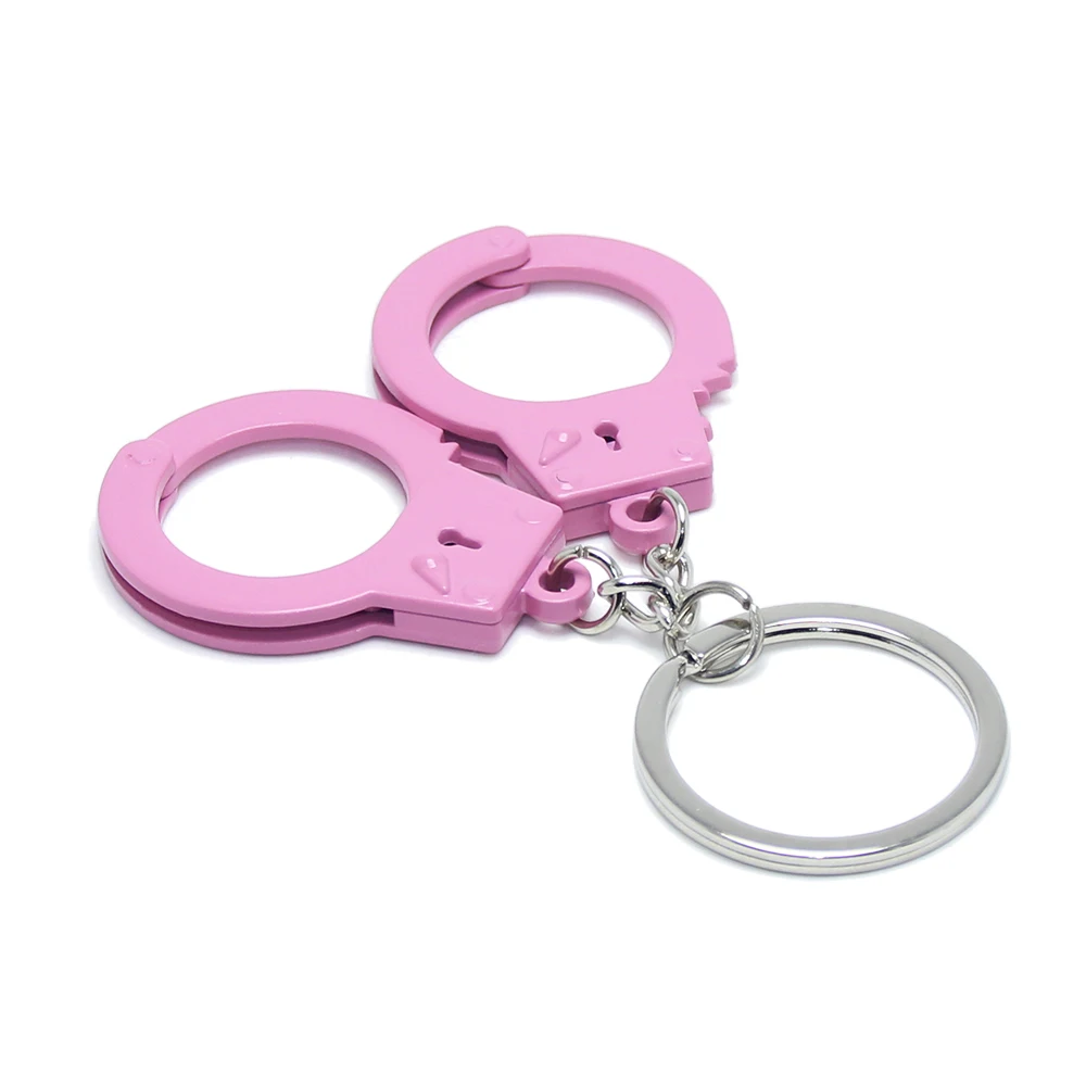 Pink Handcuff Keyring EDC Reduce Stress Decompression Anti Stress Finger Toys Adult Key Holder Metal Mini Handcuffs Keychain