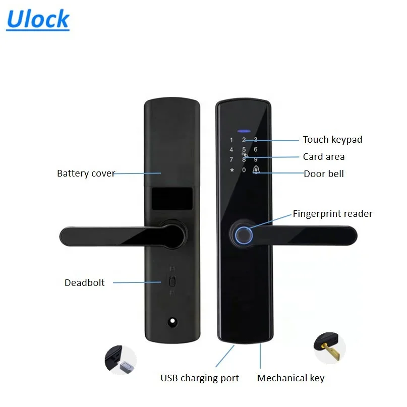 OEM /ODM Manufacturer APP Biometric fingerprint handle smart door lock tuya
