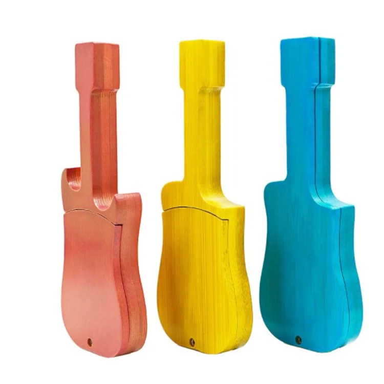 Разноцветный высококачественный деревянный портсигар в форме табака, гитарная коробка для хранения сигарет