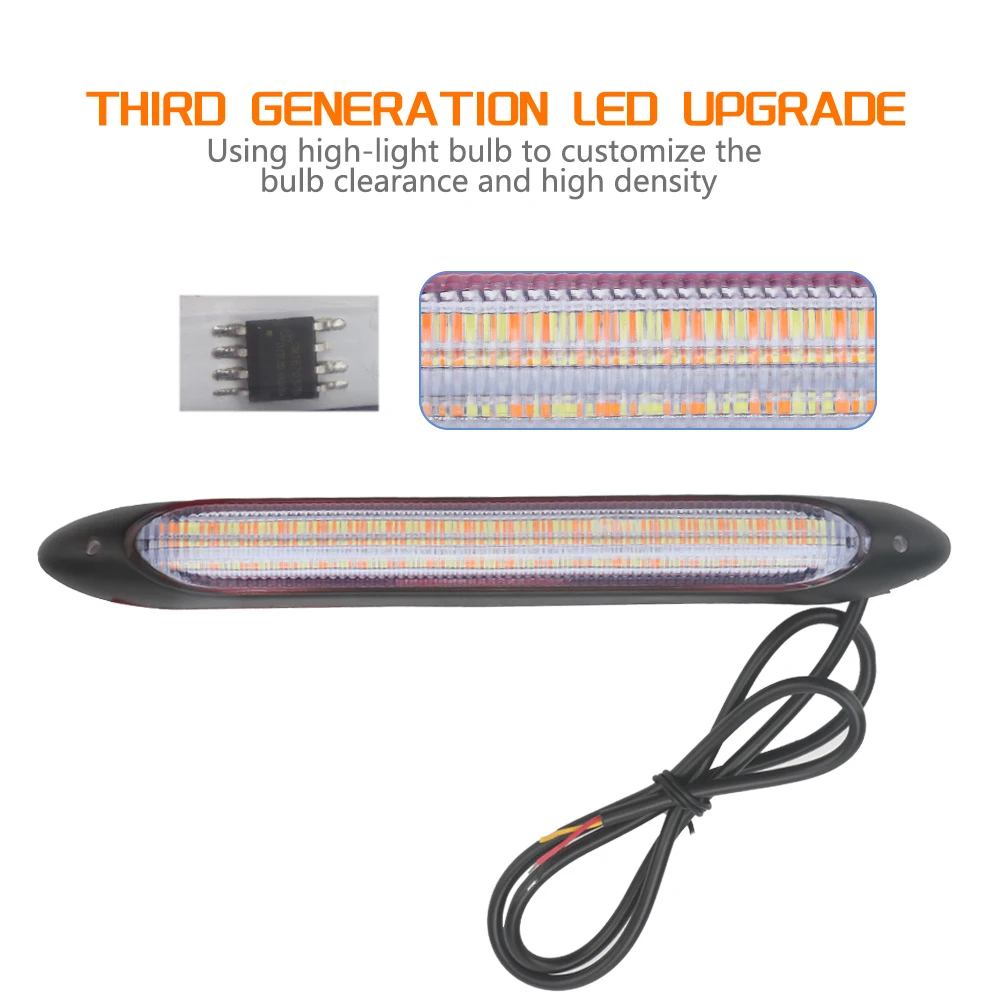 PUERXIN Superbuy Car RGB Headlight Strip Flexible Waterproof Amber Scan Flow DRL Lamp Bar Turn Signal LED Daytime Running Light