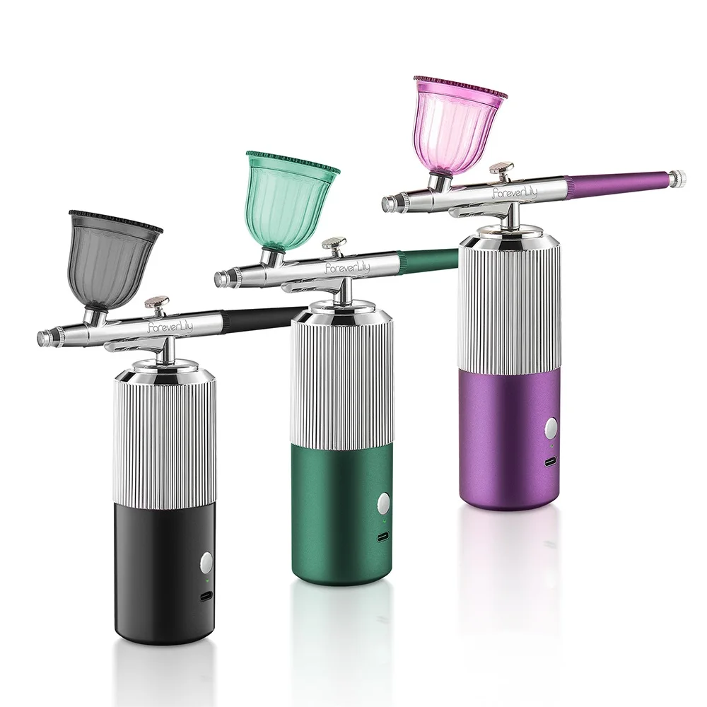 Top 0.3mm Mini Air Compressor Kit Portable Paint Spray Gun Airbrush for Nail Art Tattoo Craft Cake Oxygen Injector Nano Fog Mist