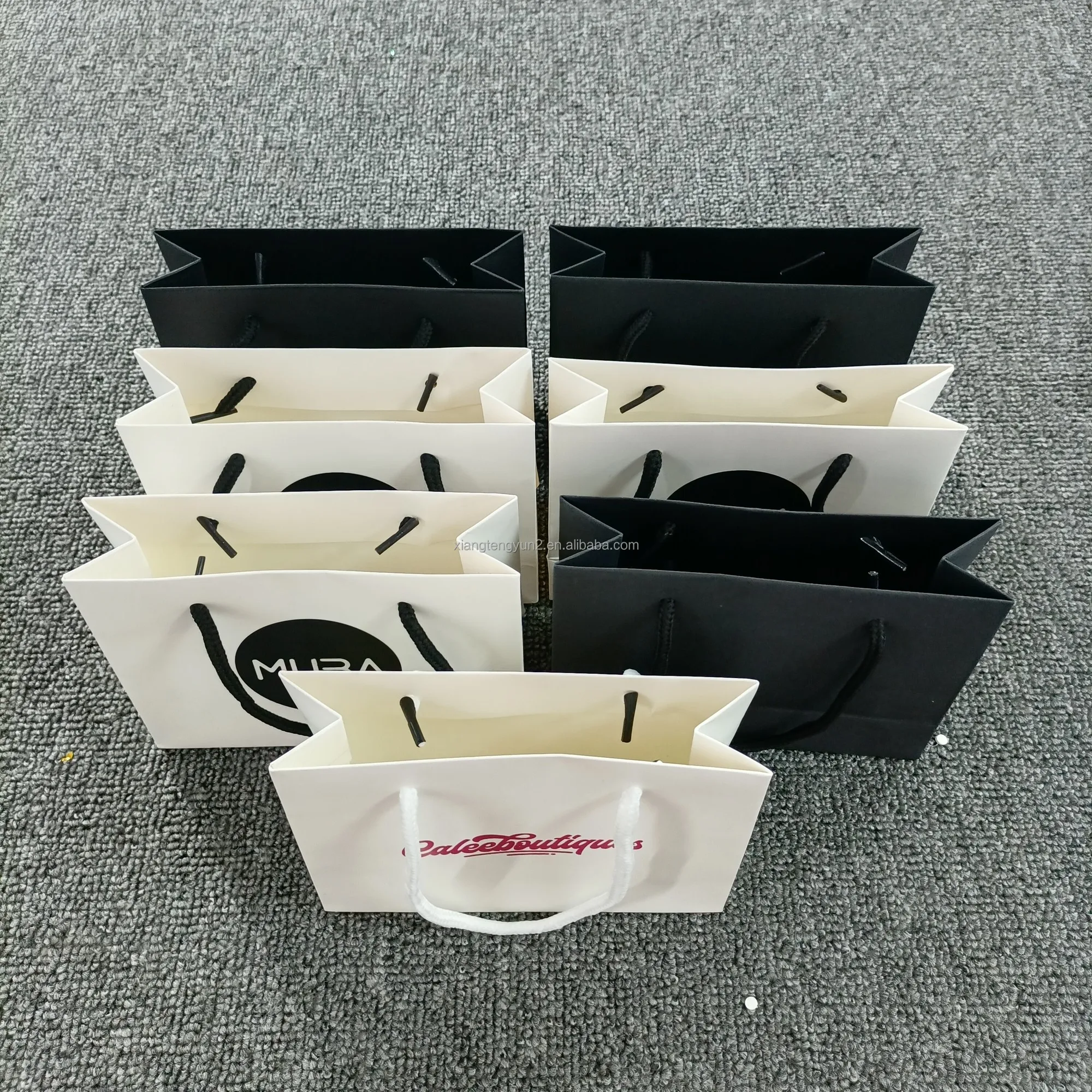 Custom Printed Your Own Logo cardboard packaging White Brown Kraft Gift Craft Shopping Paper Bag With Handles
