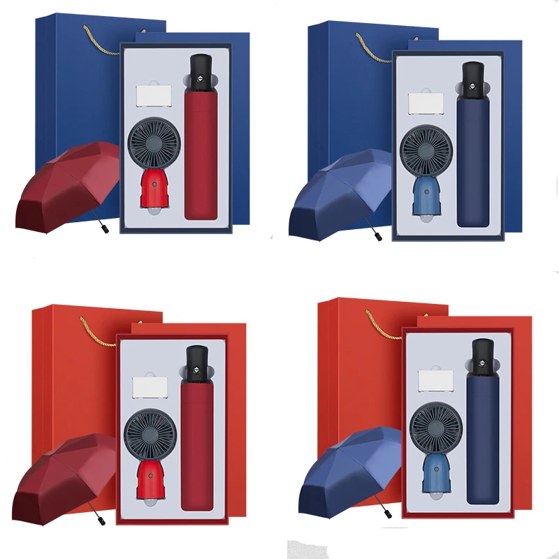 2 in 1 fan and umbrella souvenir office corporate gifts set 3FAOAC05