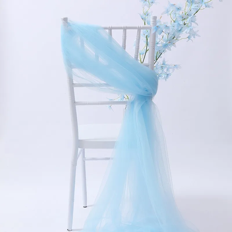 Wholesale Mesh Tutu Tulle Organza Chair Sash Wedding Chair Decorations Sheer Chiffon Chair Sashes