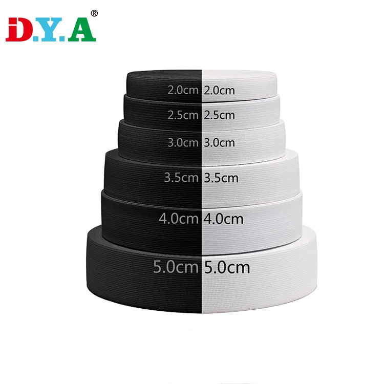 Factory Sale Stock Multi-size 1CM 2CM 3CM 4CM 5CM 6CM 7CM Rubber Knitted Elastic Band for Garment Waistband Shoes Bags