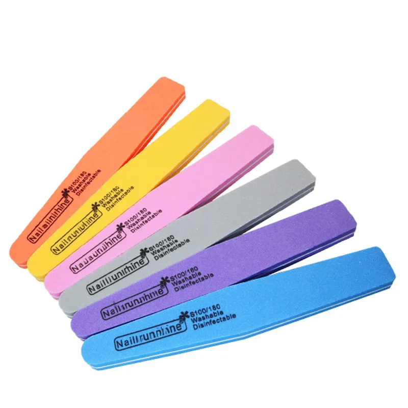 10 шт./лот пилочка для ногтей Блоки Красочные 100/180 губка моющиеся лак для ногтей шлифовальный буфер пилочки для ногтей