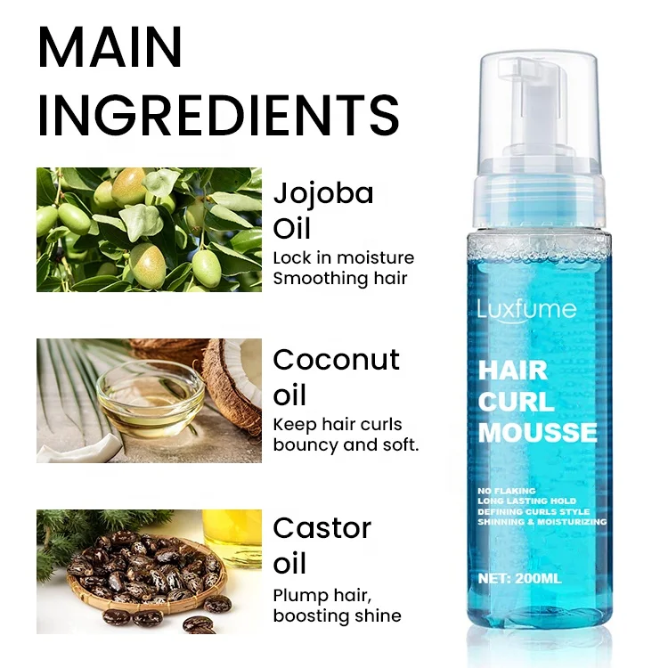 Curl Define Styling Hair Mousse Private Label Smooth Frizz Curls Activator Curling Foam