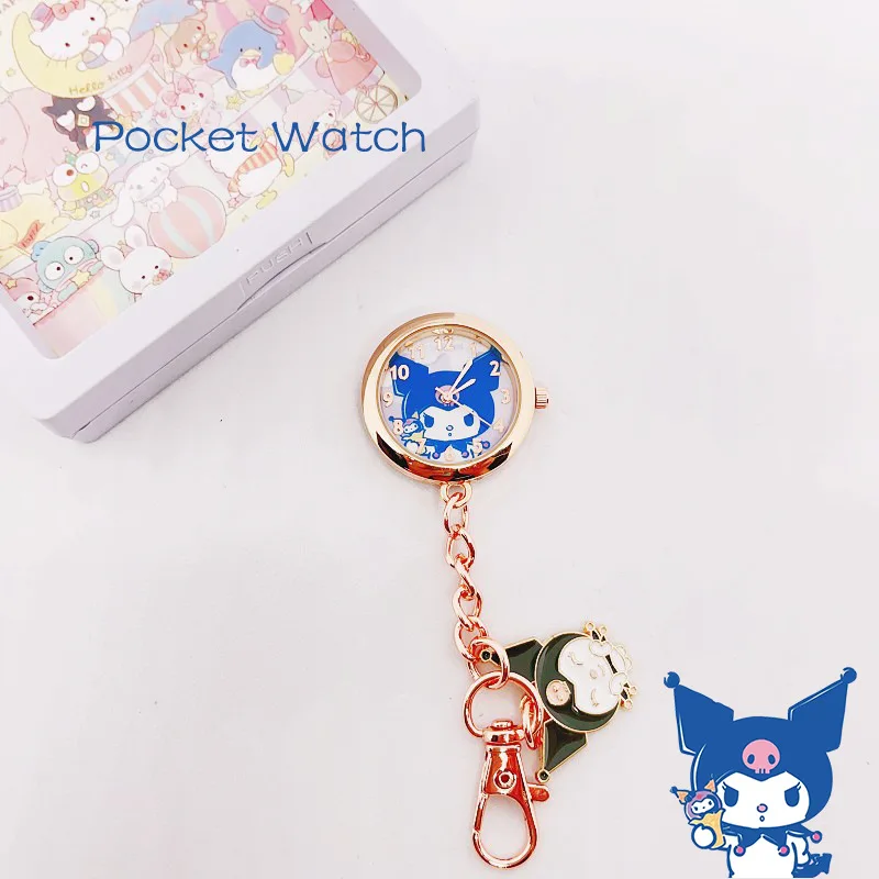 2022 new cartoon lady women Kuromi KT  children girls  pocket watch Keychain watch nurse Watch