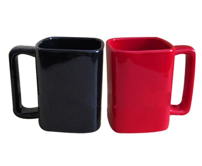 ceramic porcelain square coffee mug with logo and color customized