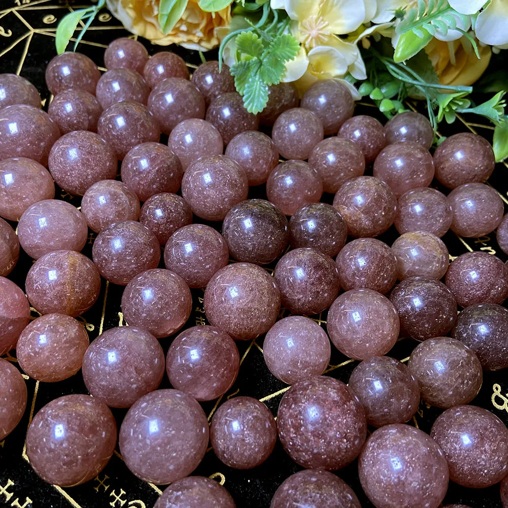 High quality natural crystal ball red strawberry quartz sphere healing gemstone ball