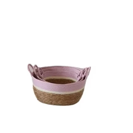 New product Braided paper rope + bulrush storage basket set for cat bed