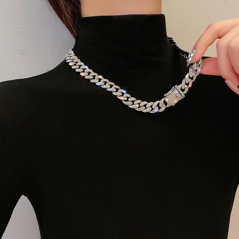 Necklace Gold Plated Stainless Steel Gold Plated Iced Out Jewelry Diamond Layered Chain Necklace For Women