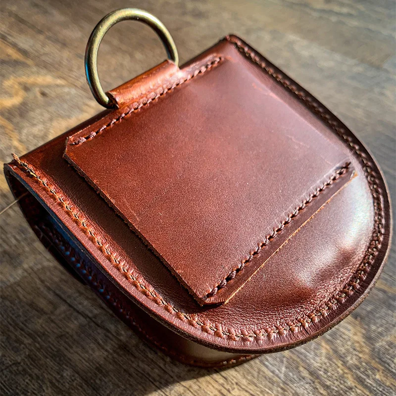 Fly Fishing Reel Bag Real Leather Waist-hanging Protective Case Outdoor Fishing Tool Accessories