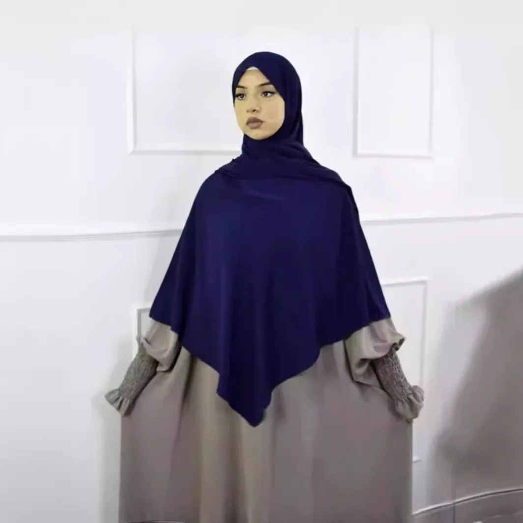 2024 Turkish Dubai Islamic Clothing Fashion Women Solid Color Shawl With Scarf Headscarf Hijab